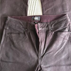 PAIGE Women’s Burgundy Sparkle Split hem Flare Jeans